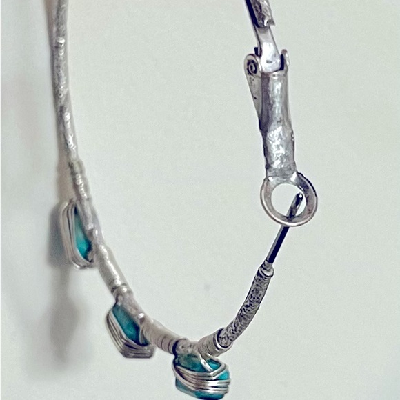 Vintage Triple Turquoise Hoop Earrings - Picture 11 of 16